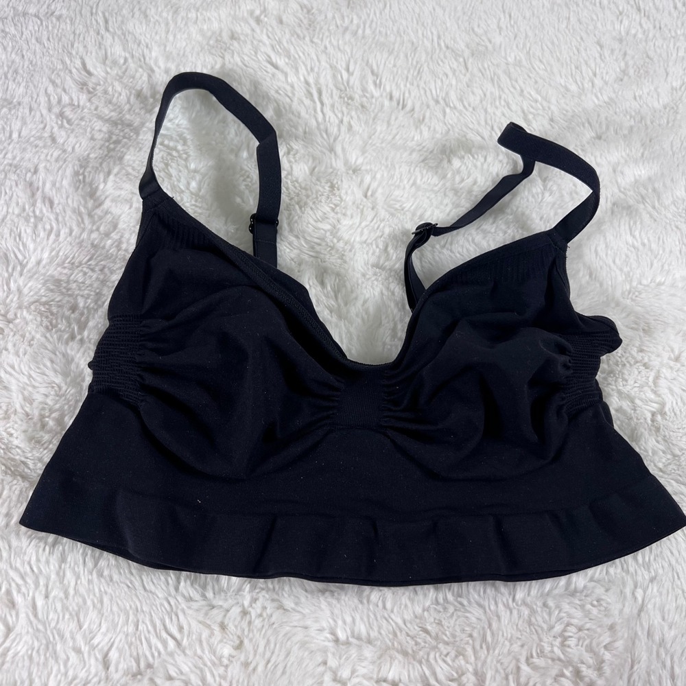 Skims Women's Sculpting Bralette Onyx Black Ruched Seamless Bra Size XL RN158973